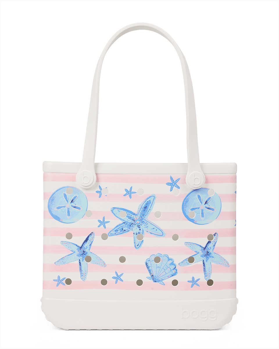 Baby Bogg Bag - Pink Stripes & Blue Shells View 
