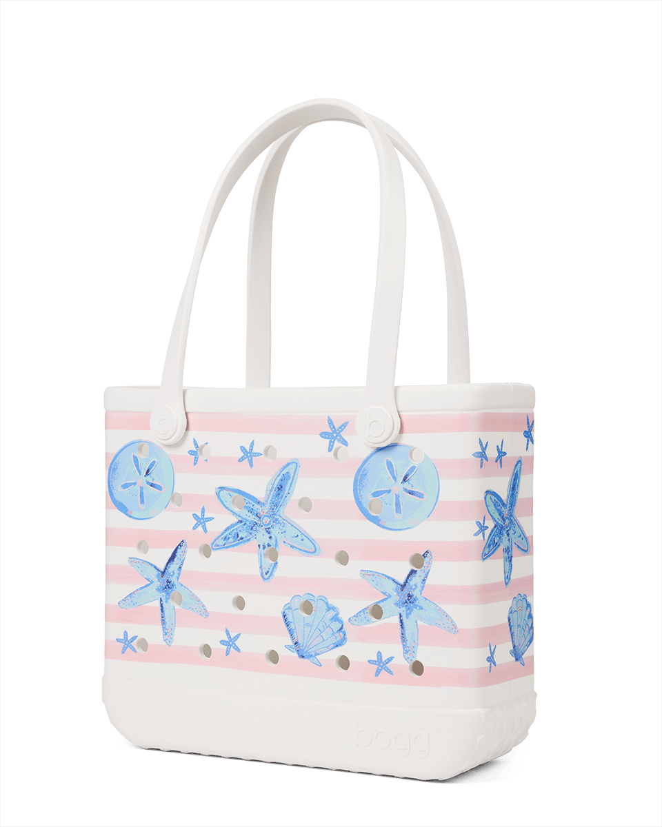 Baby Bogg Bag - Pink Stripes & Blue Shells View 
