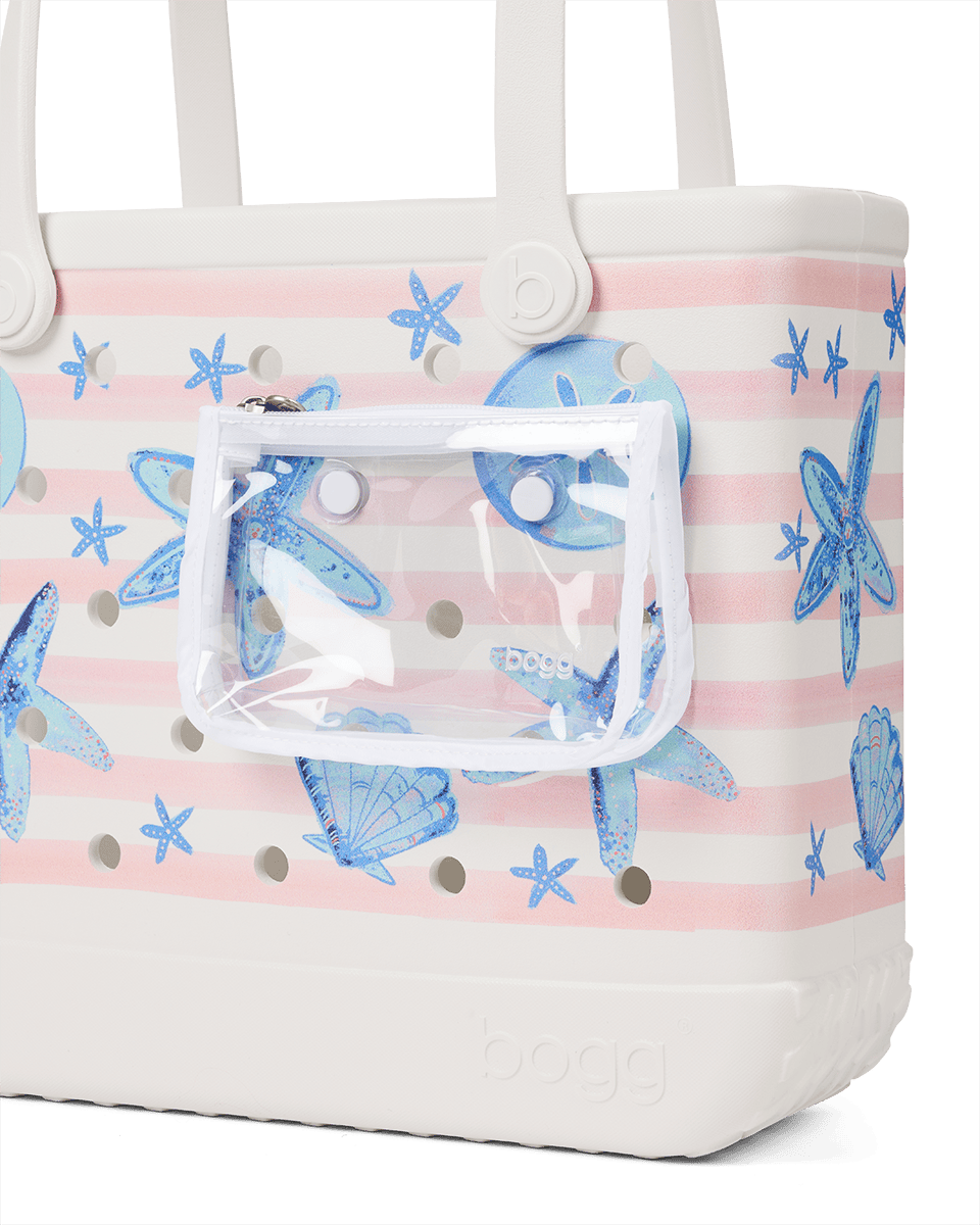Baby Bogg Bag - Pink Stripes & Blue Shells View 
