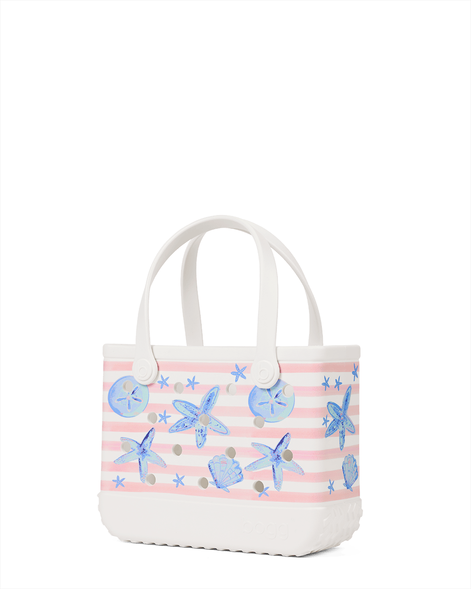 Bitty Bogg Bag - Pink Stripes & Blue Shells View 
