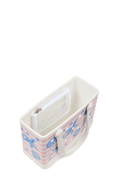 Bitty Bogg Bag - Pink Stripes & Blue Shells View 3
