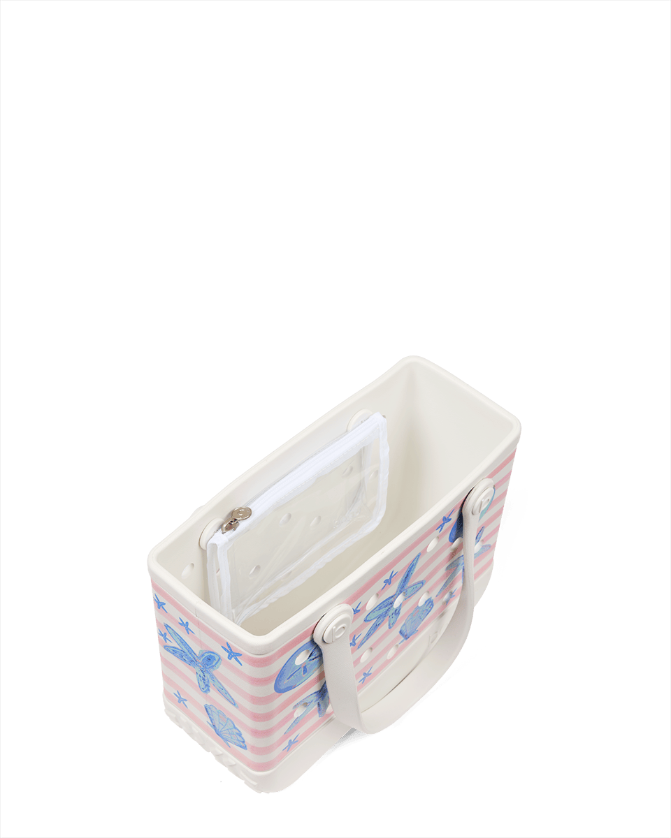Bitty Bogg Bag - Pink Stripes & Blue Shells View 
