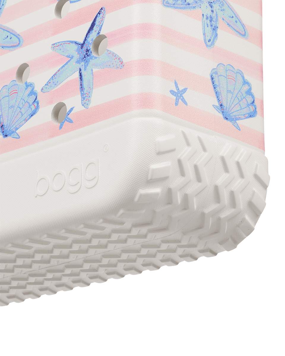 Bitty Bogg Bag - Pink Stripes & Blue Shells View 
