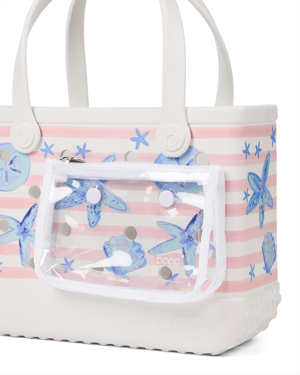 Bitty Bogg Bag - Pink Stripes & Blue Shells View 
