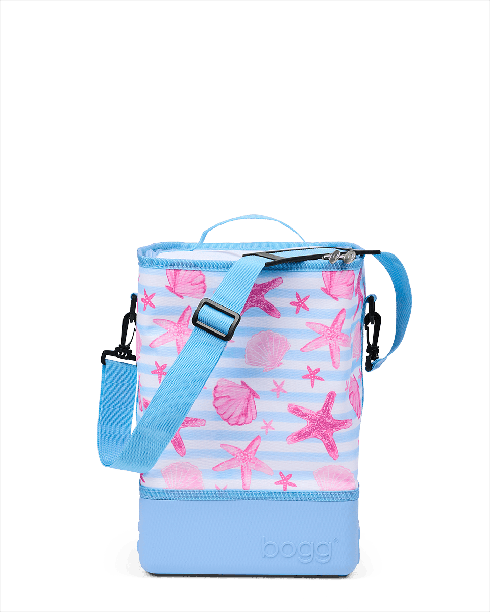 Bogg Brrr and a Half Cooler Insert - Blue Stripes & Pink Shells View 
