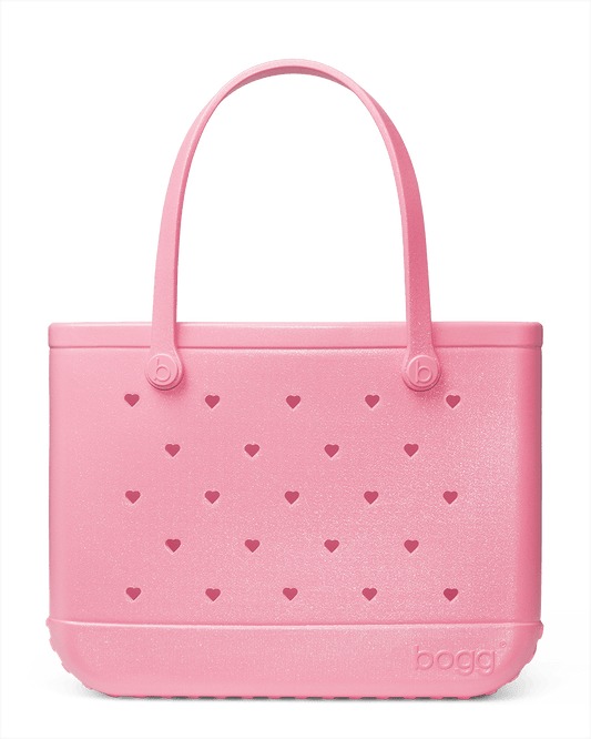 Large/Extra Large Bogg Bag - Heart Shimmer Bubblegum. 01