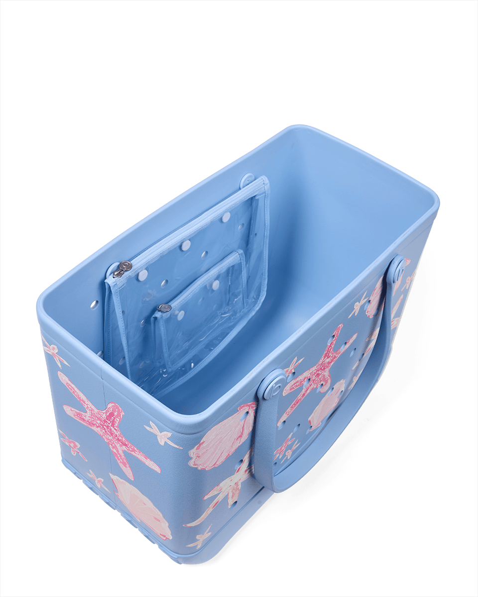 Original Bogg Bag - Carolina Blue Shells and Starfish View 
