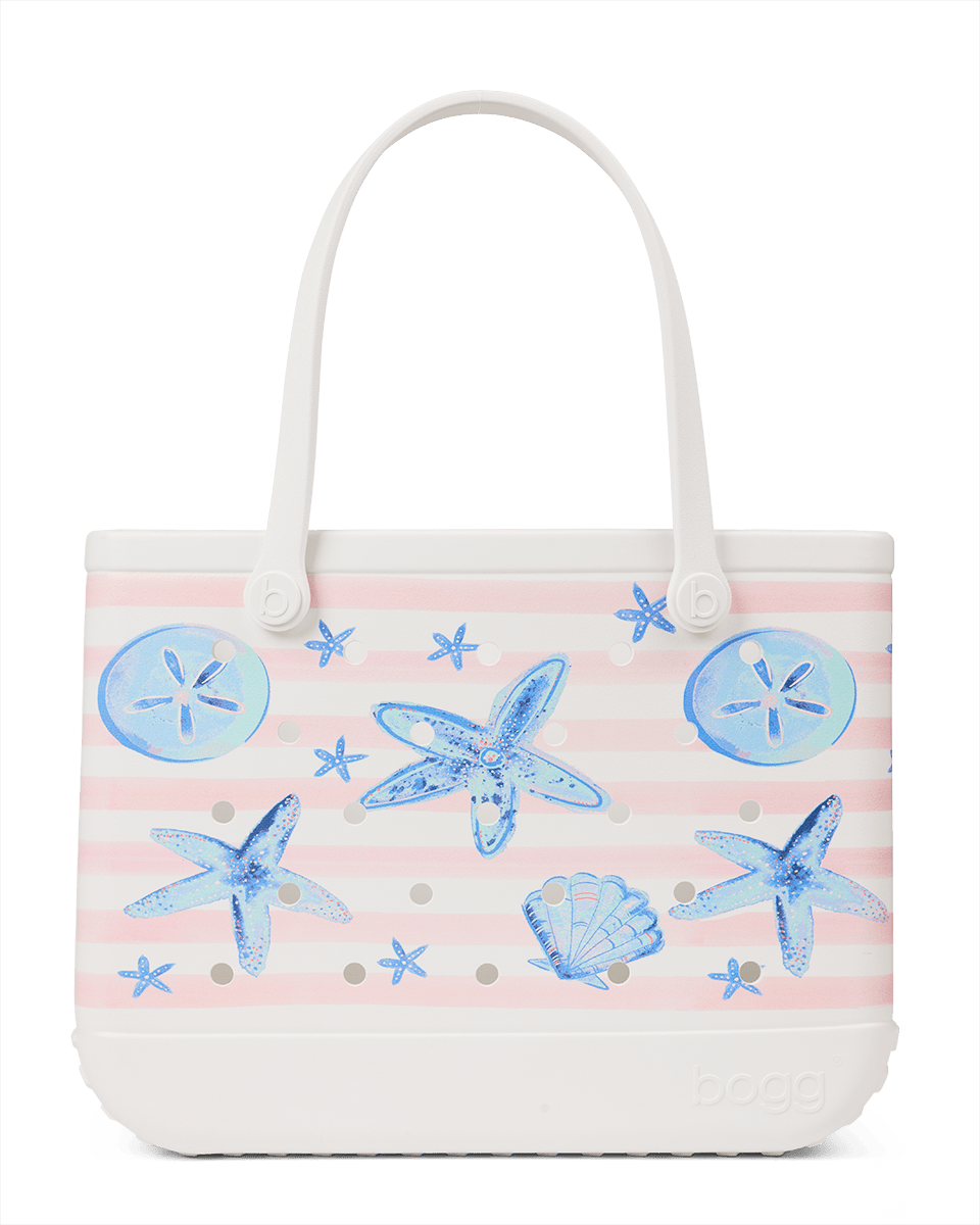 Bogg Bag - Pink Stripes & Blue Shells