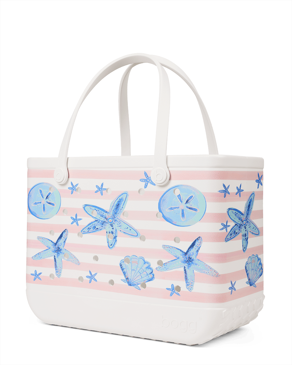 Original Bogg Bag - Pink Stripes & Blue Shells View 

