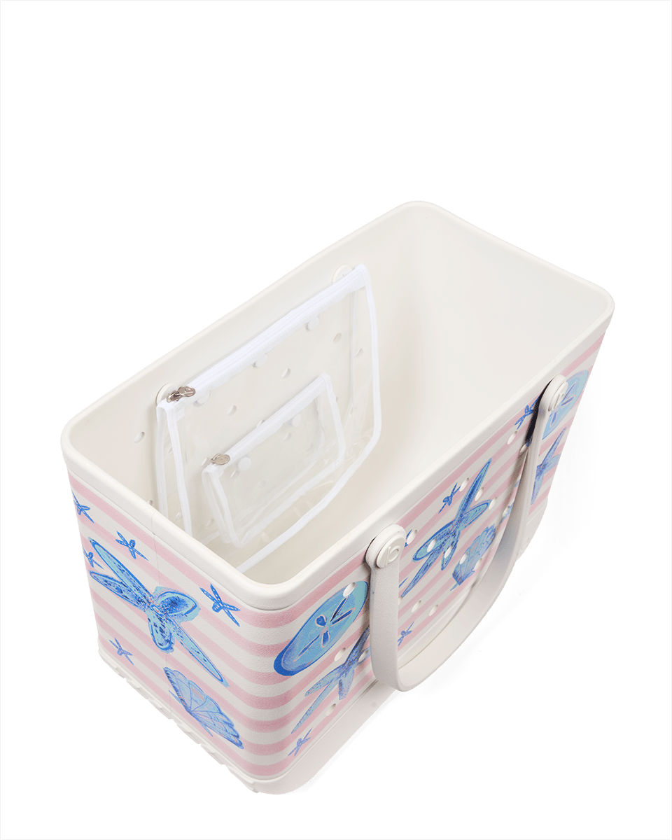 Original Bogg Bag - Pink Stripes & Blue Shells View 
