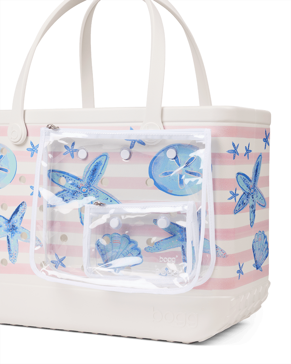 Original Bogg Bag - Pink Stripes & Blue Shells View 
