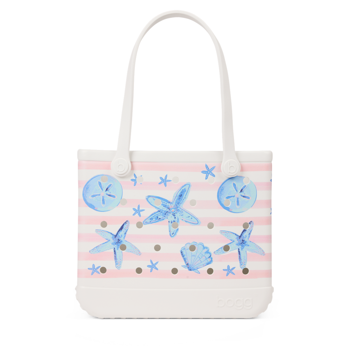 Baby Bogg Bag - Pink Stripes & Blue Shells View 
