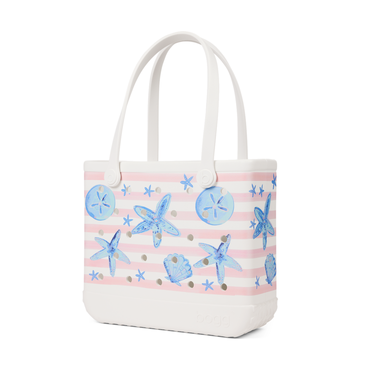Baby Bogg Bag - Pink Stripes & Blue Shells View 
