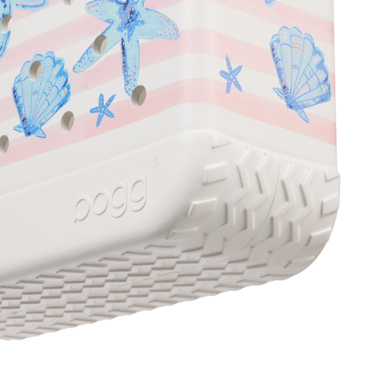 Baby Bogg Bag - Pink Stripes & Blue Shells View 
