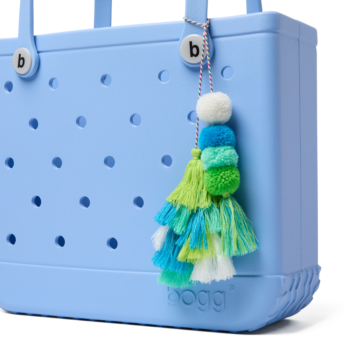 Bogg Bag Bauble - Seaweed Double Tassel View 
