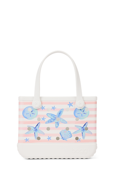 Bitty Bogg Bag - Pink Stripes & Blue Shells View 1
