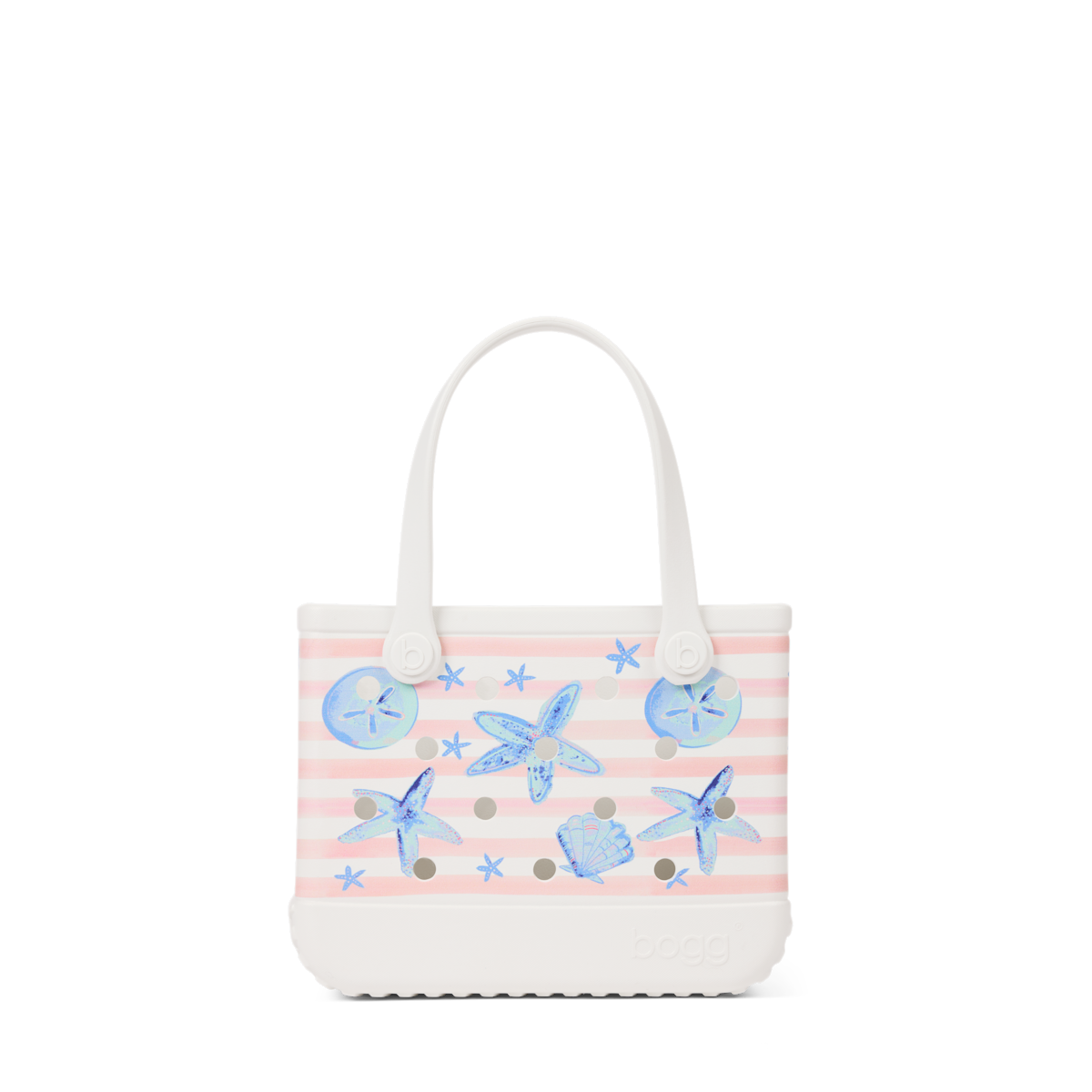 Bitty Bogg Bag - Pink Stripes & Blue Shells View 
