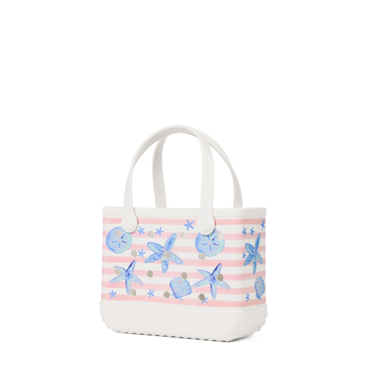 Bitty Bogg Bag - Pink Stripes & Blue Shells View 

