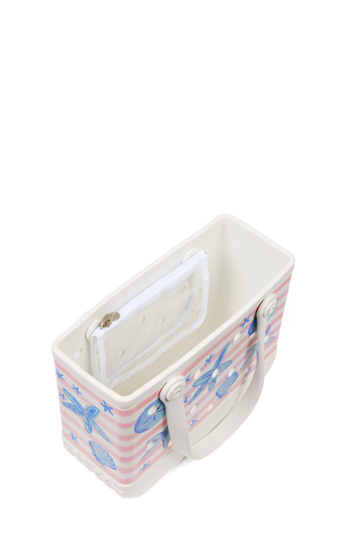 Bitty Bogg Bag - Pink Stripes & Blue Shells View 3
