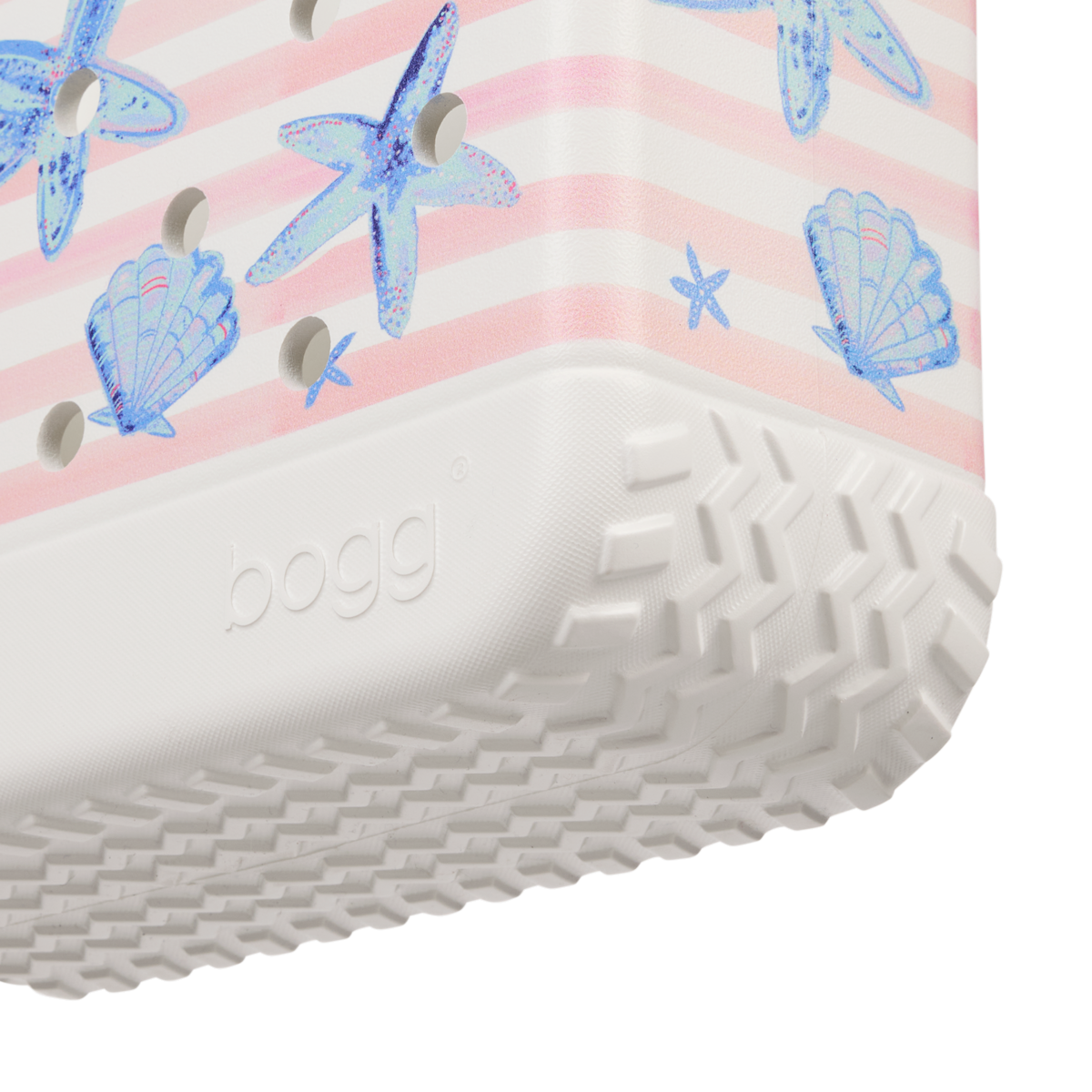 Bitty Bogg Bag - Pink Stripes & Blue Shells View 
