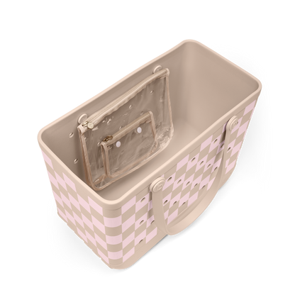 Original Bogg Bag - Checkered Linen/ Pink Marshmallow