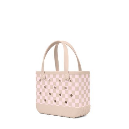 Bitty Bogg Bag - Checkered Linen/ Pink Marshmallow