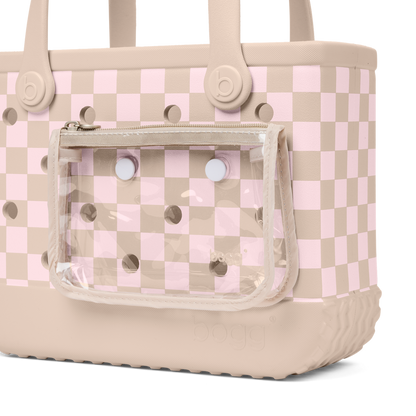 Bitty Bogg Bag - Checkered Linen/ Pink Marshmallow