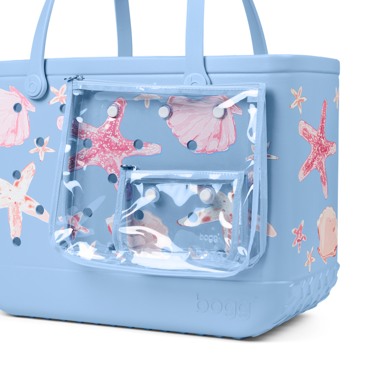 Original Bogg Bag - Carolina Blue Shells and Starfish View 

