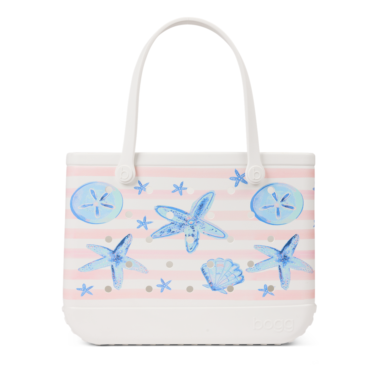 Original Bogg Bag - Pink Stripes & Blue Shells View 
