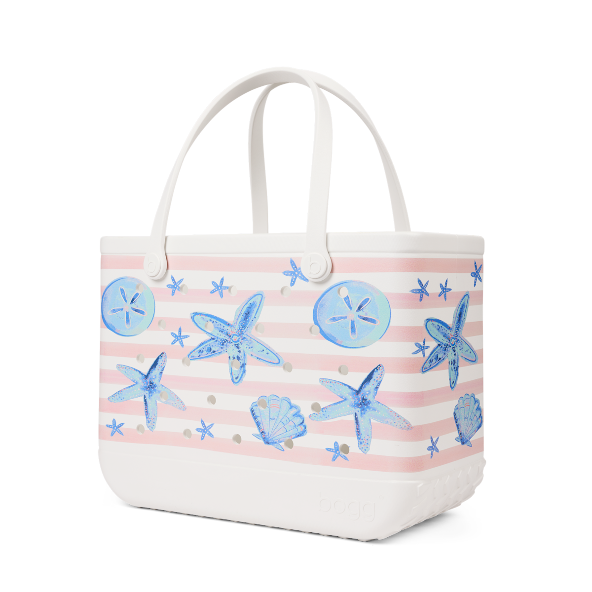 Original Bogg Bag - Pink Stripes & Blue Shells View 
