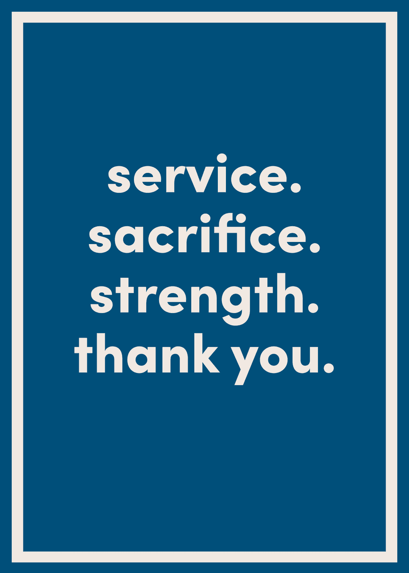 Thank You For Your Sacrifice Greeting Card View 
