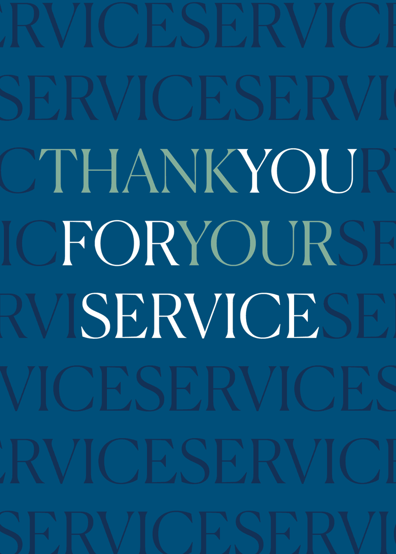 Thank You For Your Service Greeting Card View 
